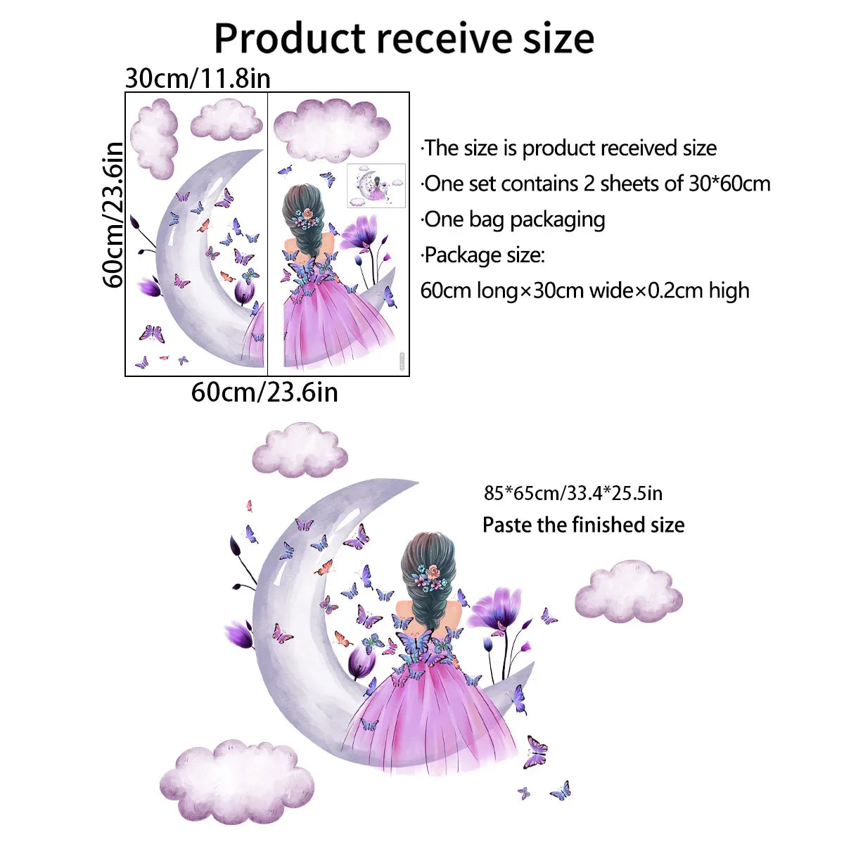 Additional view of Flowers Butterfly and Girl Wall Decal | Kids Room Decor by HomeDecorDecals