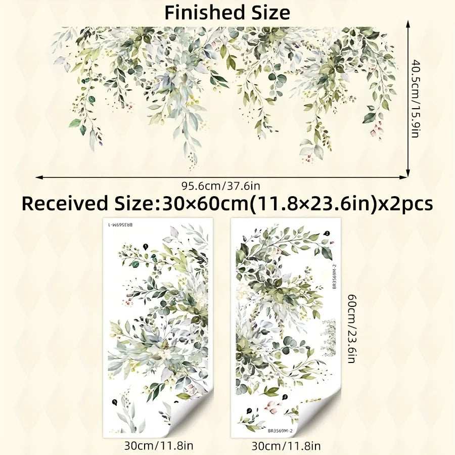 Additional view of Green Plant Flower and Leaf Wall Decal | Home Decor by HomeDecorDecals.