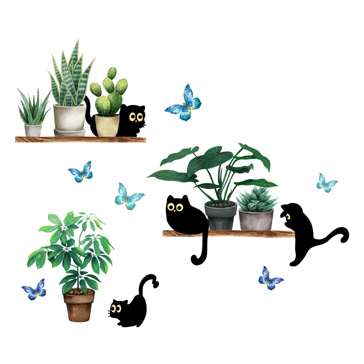 Additional view of Green Plant and Cute Kitten Wall Decal | Home Decor by HomeDecorDecals.