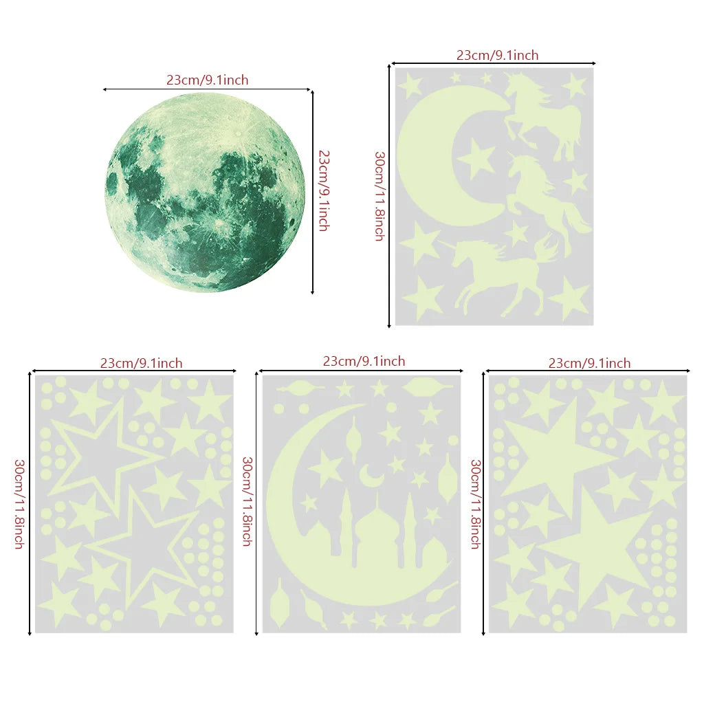 Additional view of Luminous Moon and Stars Wall Decal | Kids Room Decor by HomeDecorDecals.