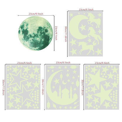 Additional view of Luminous Moon and Stars Wall Decal | Kids Room Decor by HomeDecorDecals.