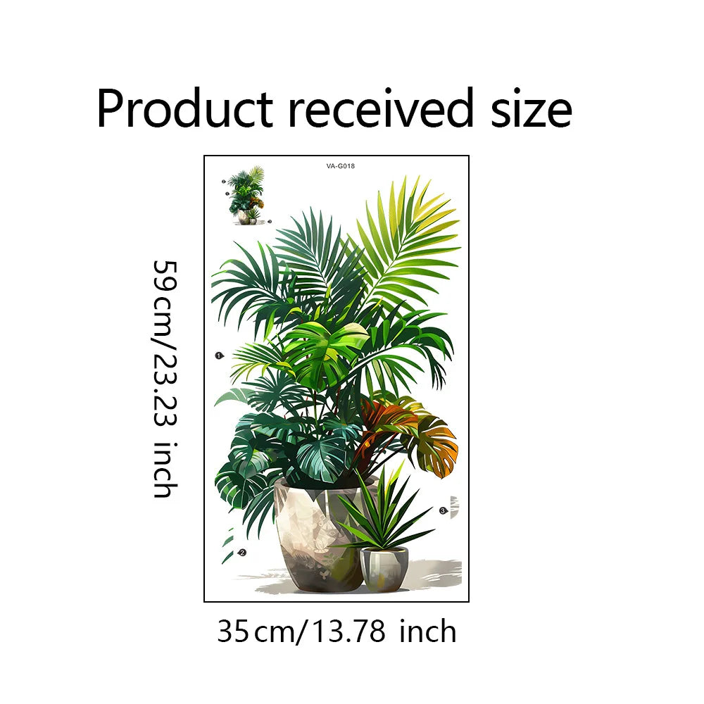 Additional view of Modern Style Painted Green Potted Plant Wall Decal | Home Decor by HomeDecorDecals.