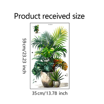 Additional view of Modern Style Painted Green Potted Plant Wall Decal | Home Decor by HomeDecorDecals.