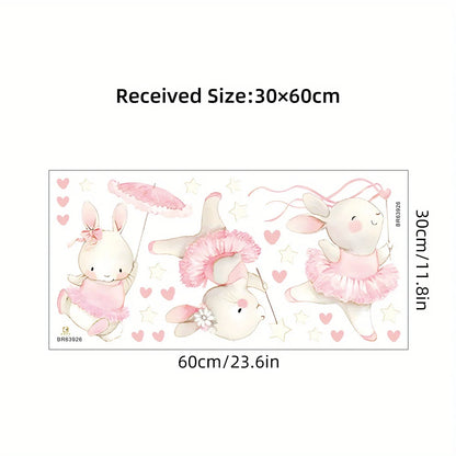 Additional view of Rabbit Dancing Heart Wall Decal | Kids Room Decor by HomeDecorDecals.