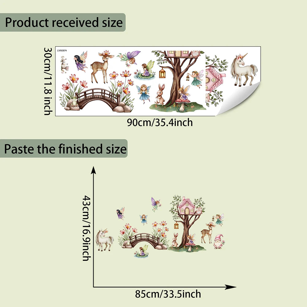 Additional view of Unicorn Flower Fairy in the Forest Wall Decal | Kids Room Decor by HomeDecorDecals.