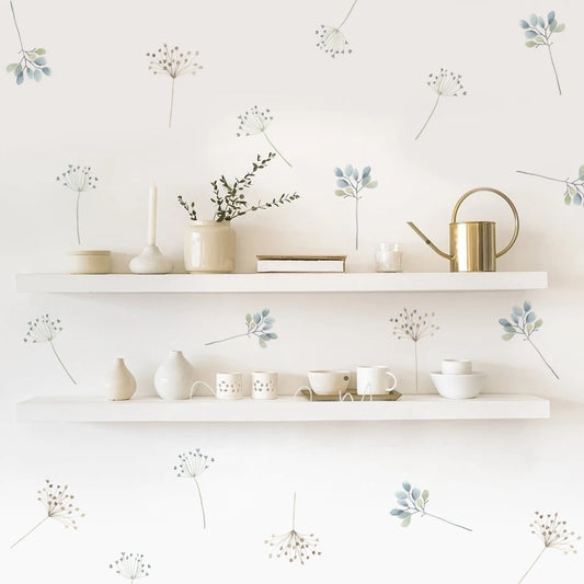 Cartoon Watercolor Floral Plants Wall Sticker Vinyl Removable DIY Decals Wall sticker Kids Room Living Room Interior Home Decor-HomeDecorDecals_com