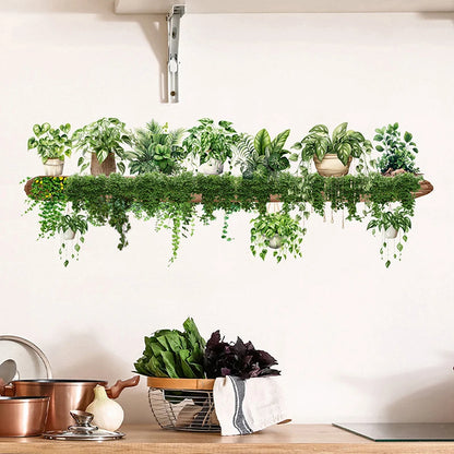 Alternative angle of Green Plant Hanging Basket Wall Decal | Home Decor by HomeDecorDecals.
