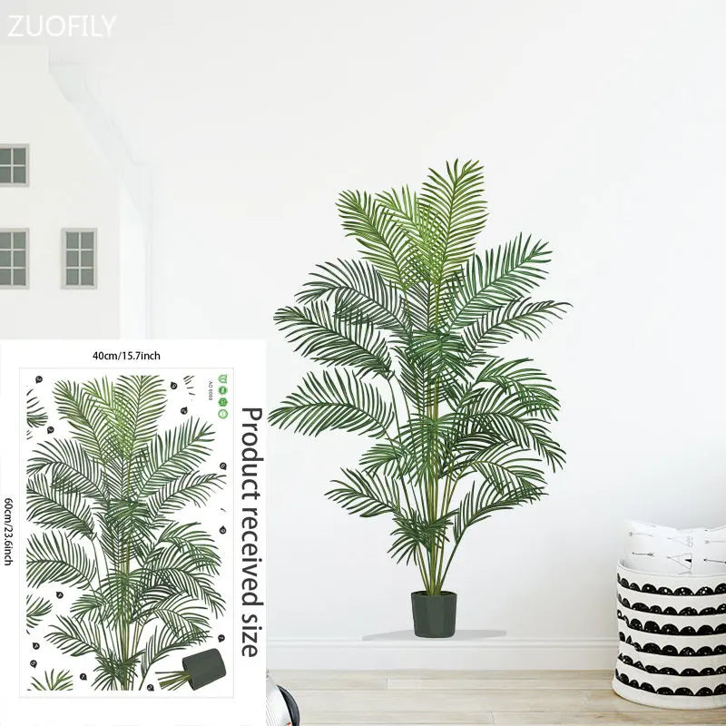 Artificial palm plant decal with size chart | Home Decor by HomeDecorDecals.
