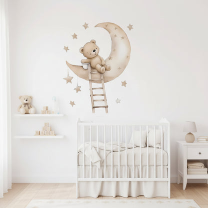 Bear Star and Moon Wall Decal | Kids Room Decor by HomeDecorDecals.