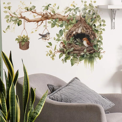 Bird Nest Branch Wall Decal | Home Decor removable peel and stick wall decal by HomeDecorDecals.