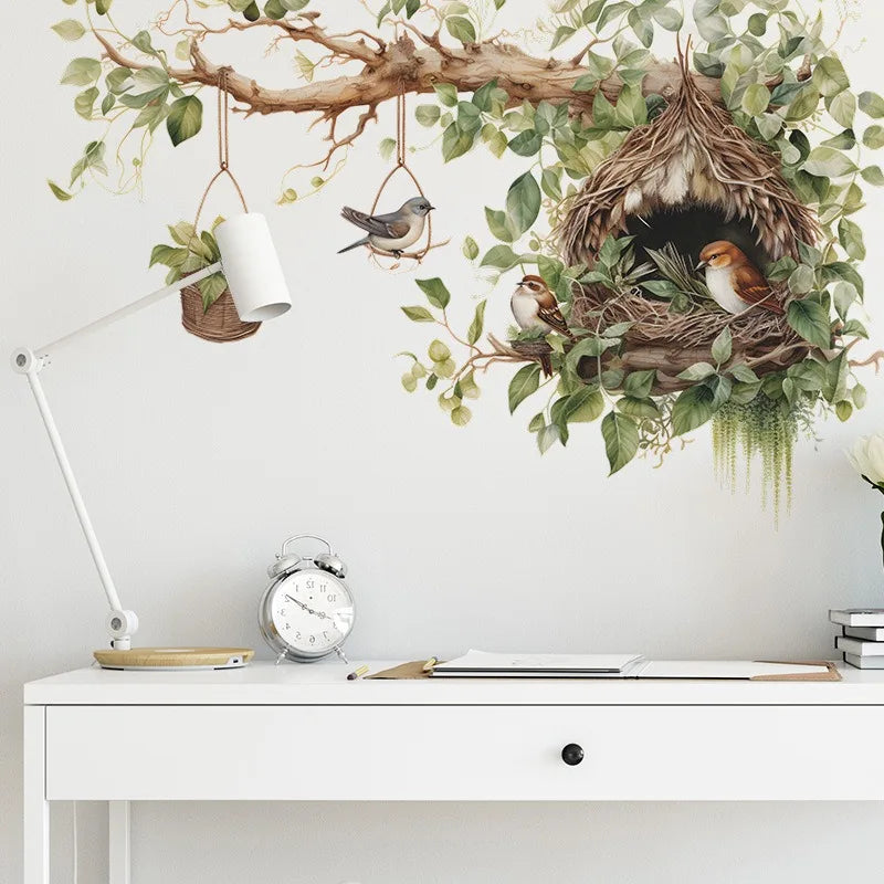 Bird Nest Branch Wall Decal | Home Decor displayed in room decor by HomeDecorDecals.
