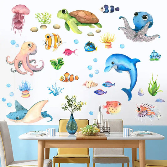 Cartoon Marine Life Wall Stickers for Kids Room-HomeDecorDecals_com