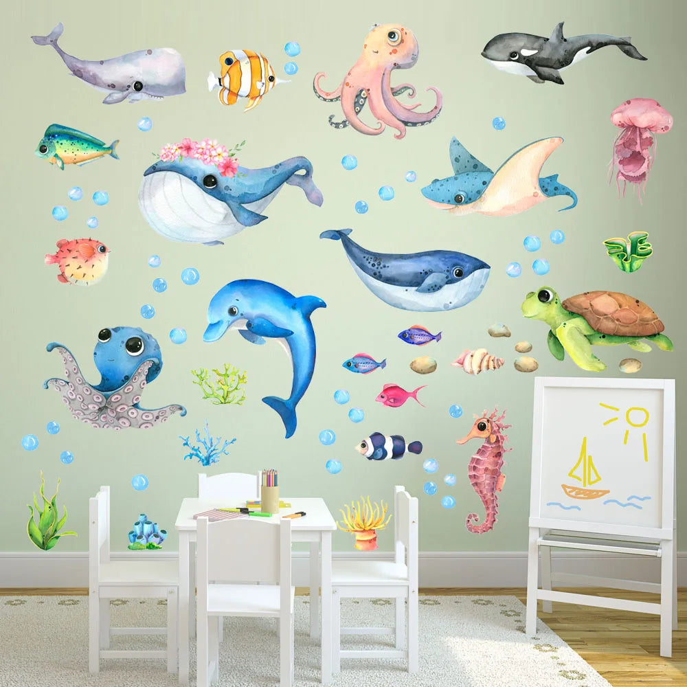 Cartoon Marine Life Wall Stickers for Kids Room-HomeDecorDecals_com