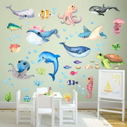 Cartoon Marine Life Wall Stickers for Kids Room-HomeDecorDecals_com