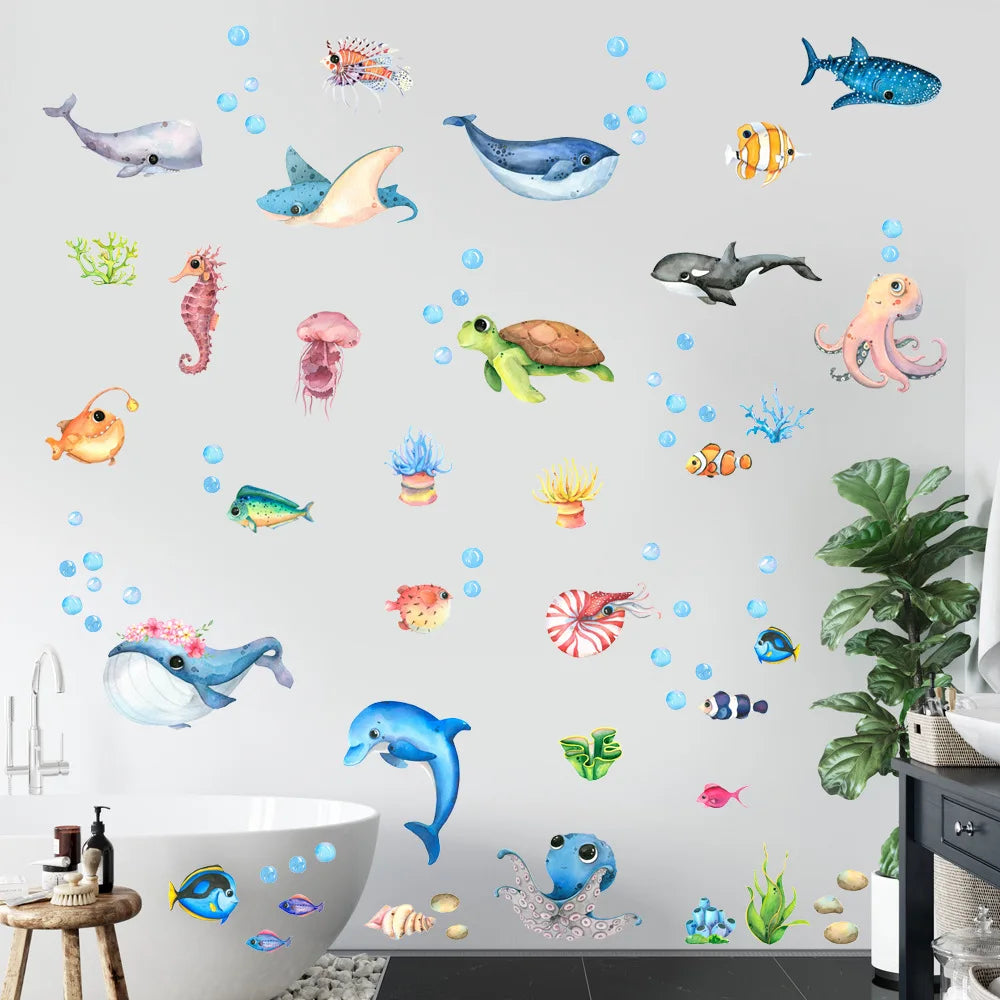 Cartoon Marine Life Wall Stickers for Kids Room-HomeDecorDecals_com