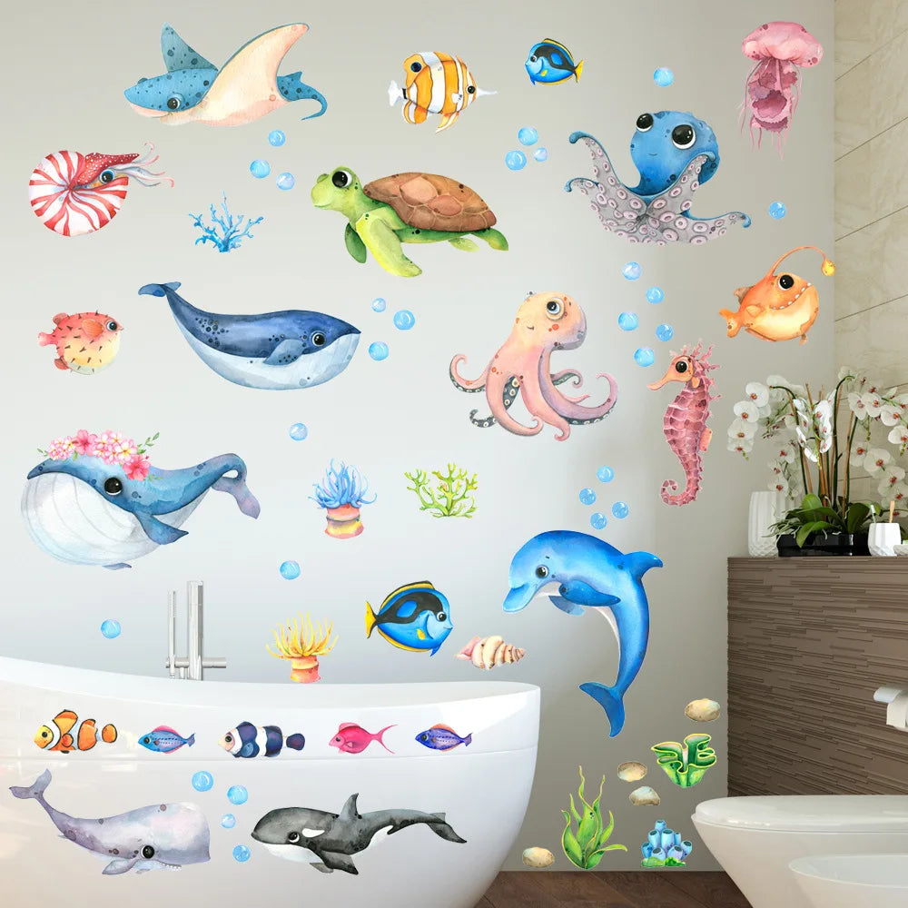 Cartoon Marine Life Wall Stickers for Kids Room-HomeDecorDecals_com