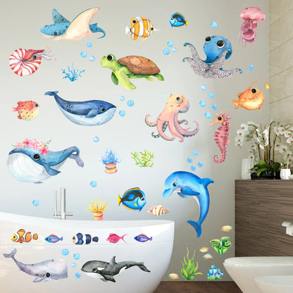 Cartoon Marine Life Wall Stickers for Kids Room-HomeDecorDecals_com