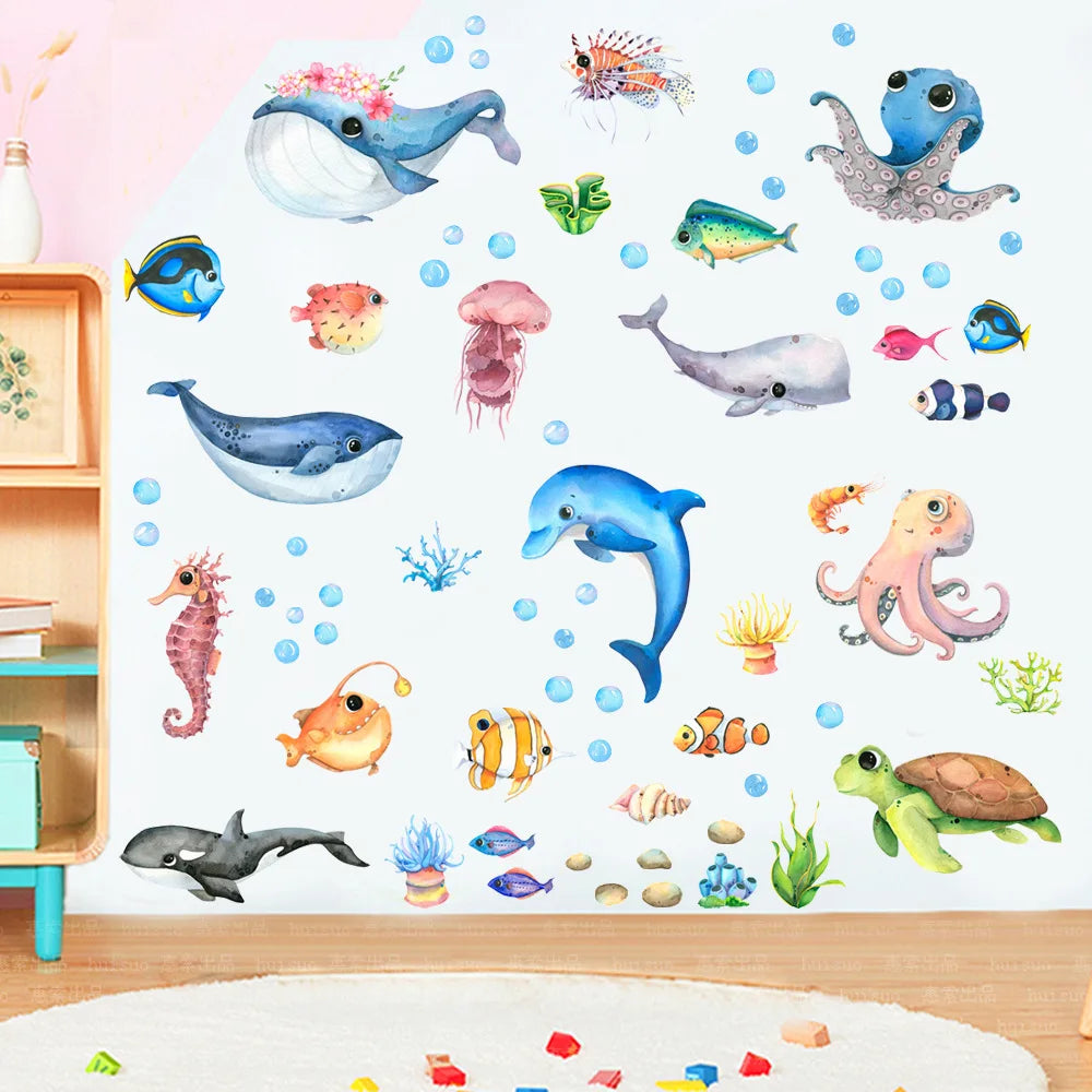 Cartoon Marine Life Wall Stickers for Kids Room-HomeDecorDecals_com