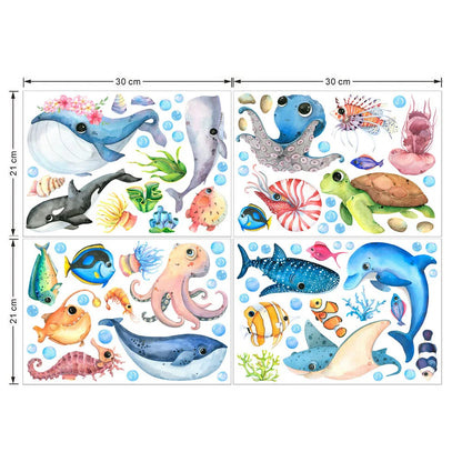 Cartoon Marine Life Wall Stickers for Kids Room-HomeDecorDecals_com