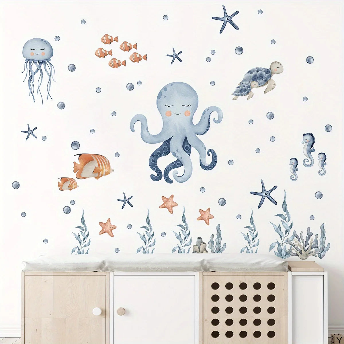 Cartoon Octopus Marine Wall Decal for Kids-HomeDecorDecals_com