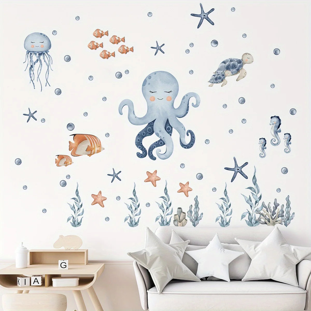 Cartoon Octopus Marine Wall Decal for Kids-HomeDecorDecals_com