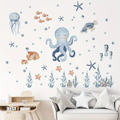Cartoon Octopus Marine Wall Decal for Kids-HomeDecorDecals_com
