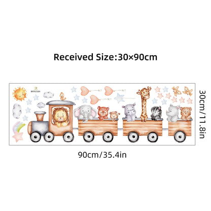 Cartoon Train Animal Wall Decal for Kids-HomeDecorDecals_com