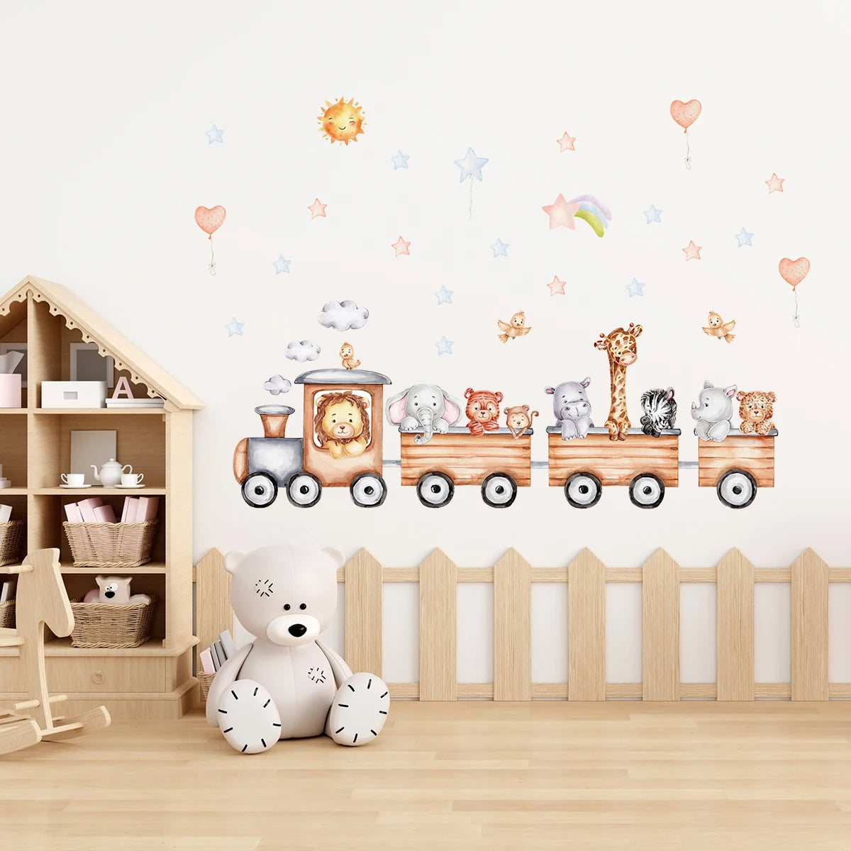 Cartoon Train Animal Wall Decal for Kids-HomeDecorDecals_com