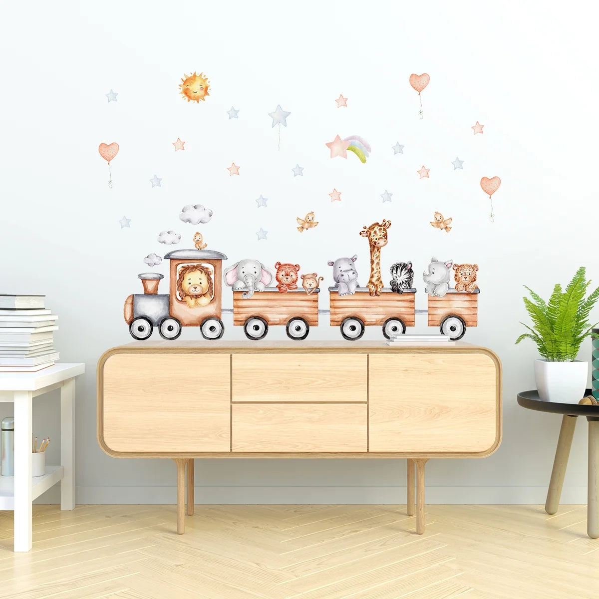 Cartoon Train Animal Wall Decal for Kids-HomeDecorDecals_com