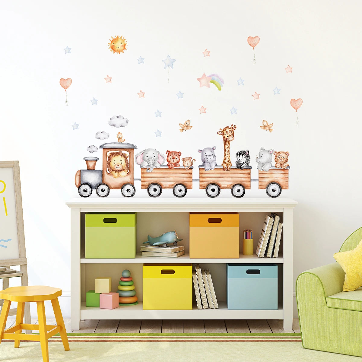 Cartoon Train Animal Wall Decal for Kids-HomeDecorDecals_com