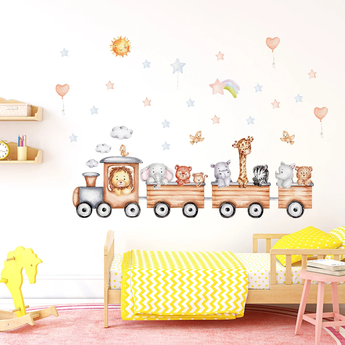 Cartoon Train Animal Wall Decal for Kids-HomeDecorDecals_com