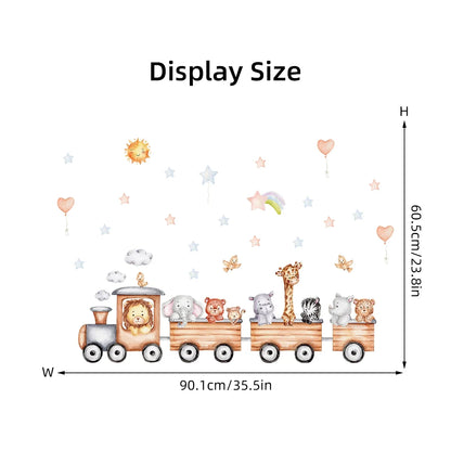 Cartoon Train Animal Wall Decal for Kids-HomeDecorDecals_com