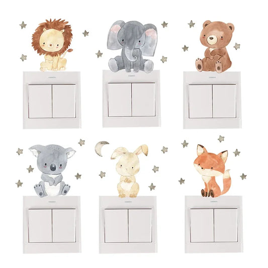 Cartoon Animal Wall and Switch Sticker Set | Kids Room Decor by HomeDecorDecals.