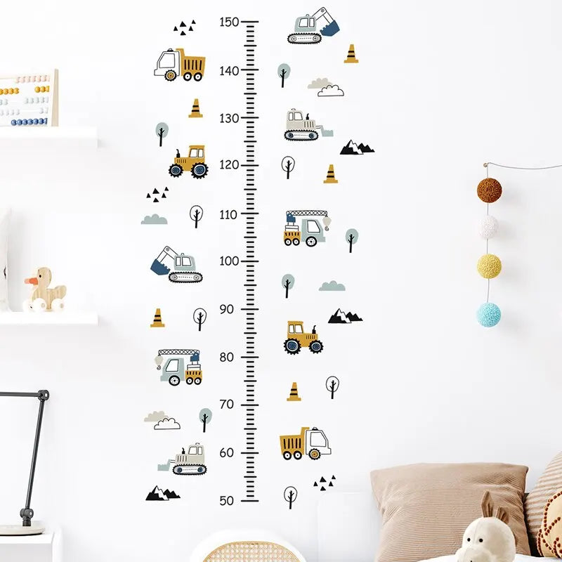 Cartoon Car Height Measurement Wall Decal | Kids Room Decor displayed in room decor by HomeDecorDecals.