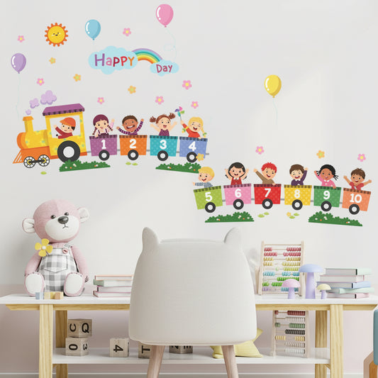 Cartoon Characters Train Wall Decal | Kids Room Decor by HomeDecorDecals.