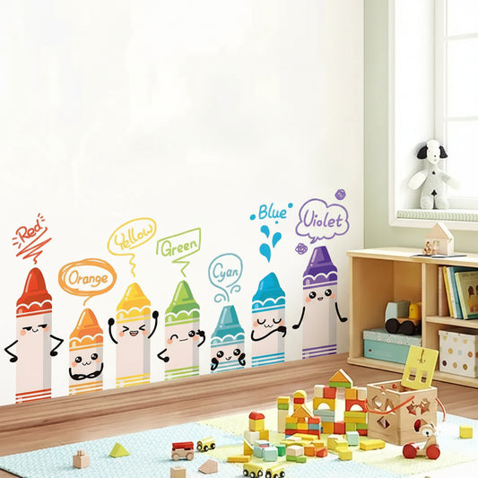 Cartoon Colourful Crayon Pattern Wall Decal | Kids Room Decor by HomeDecorDecals.