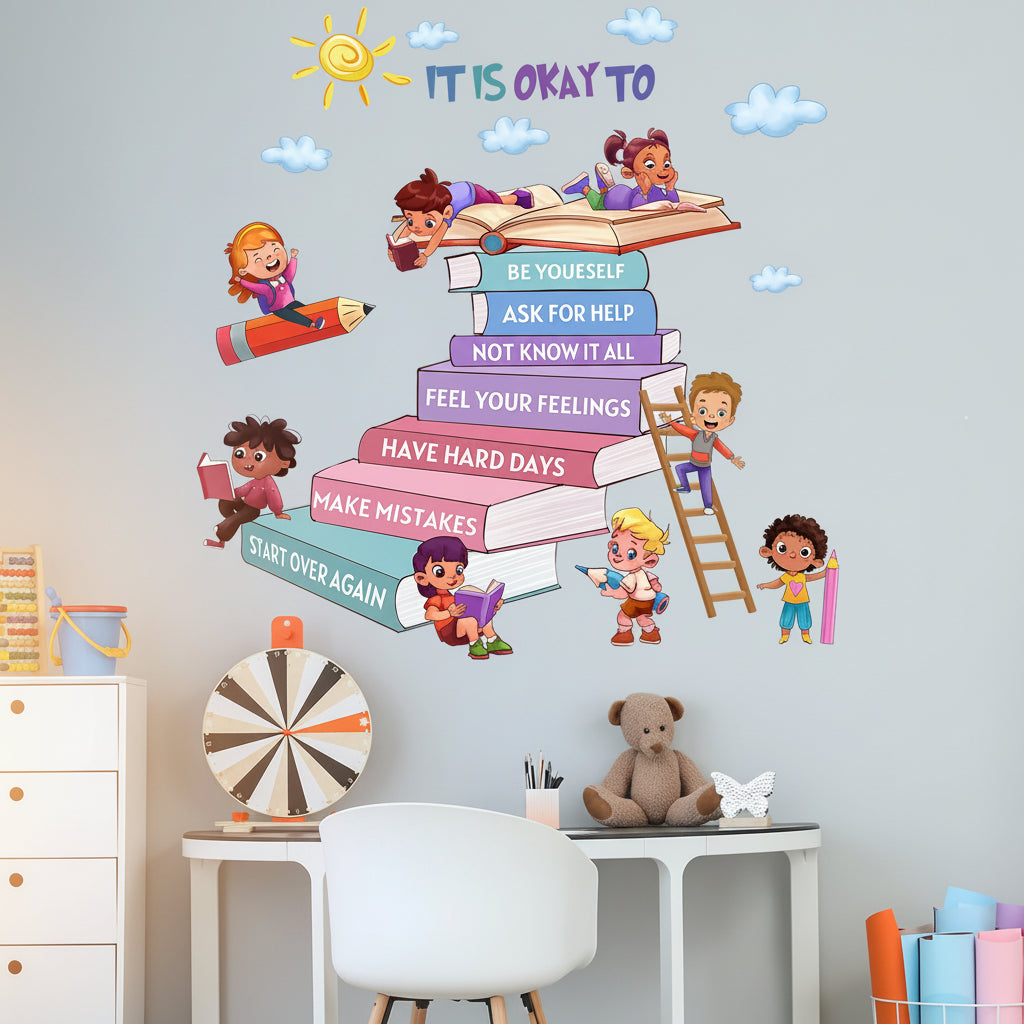 Cartoon Kids Daily Motivational Text Wall Decal | Kids Room Decor by HomeDecorDecals.