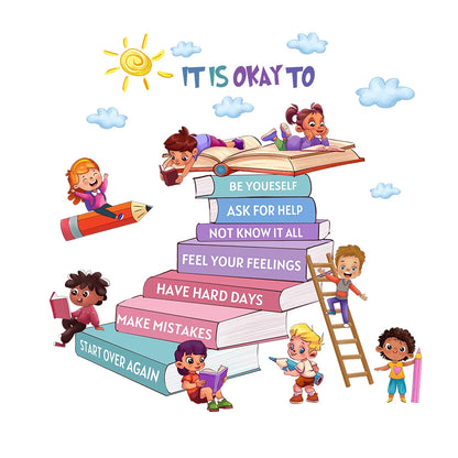 Cartoon Kids Daily Motivational Text Wall Decal | Kids Room Decor design details by HomeDecorDecals.