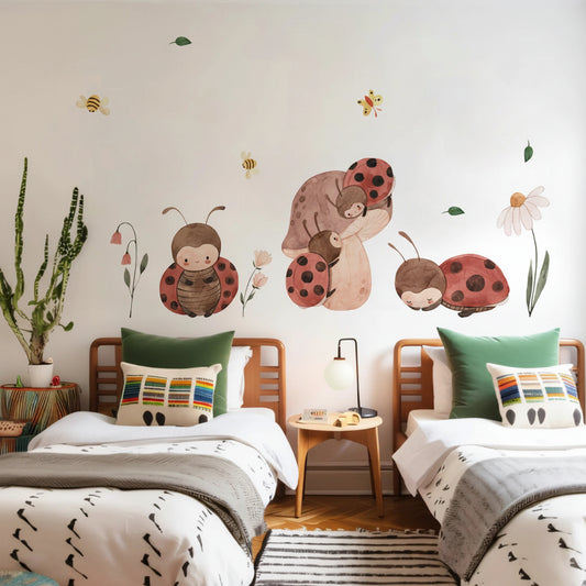 Cartoon Ladybug and Mushroom Wall Decal | Kids Room Decor by HomeDecorDecals.