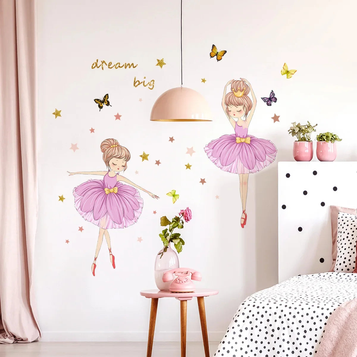 Children's room with ballerina wall decals | Kids Room Decor design details by HomeDecorDecals.