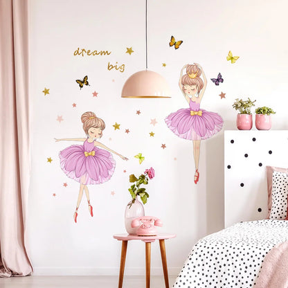 Children's room with ballerina wall decals | Kids Room Decor design details by HomeDecorDecals.