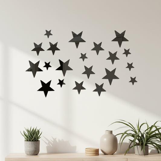 Close-up view of 3D Acrylic Star Mirror Wall Decal | Home Decor by HomeDecorDecals.