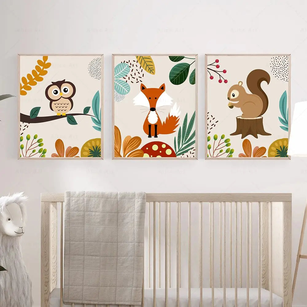 Close-up view of Boho Animals Canvas Poster Wall Art | Home Decor by HomeDecorDecals.