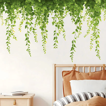 Close-up view of Green Plant Vine Strip Wall Decal | Home Decor by HomeDecorDecals.