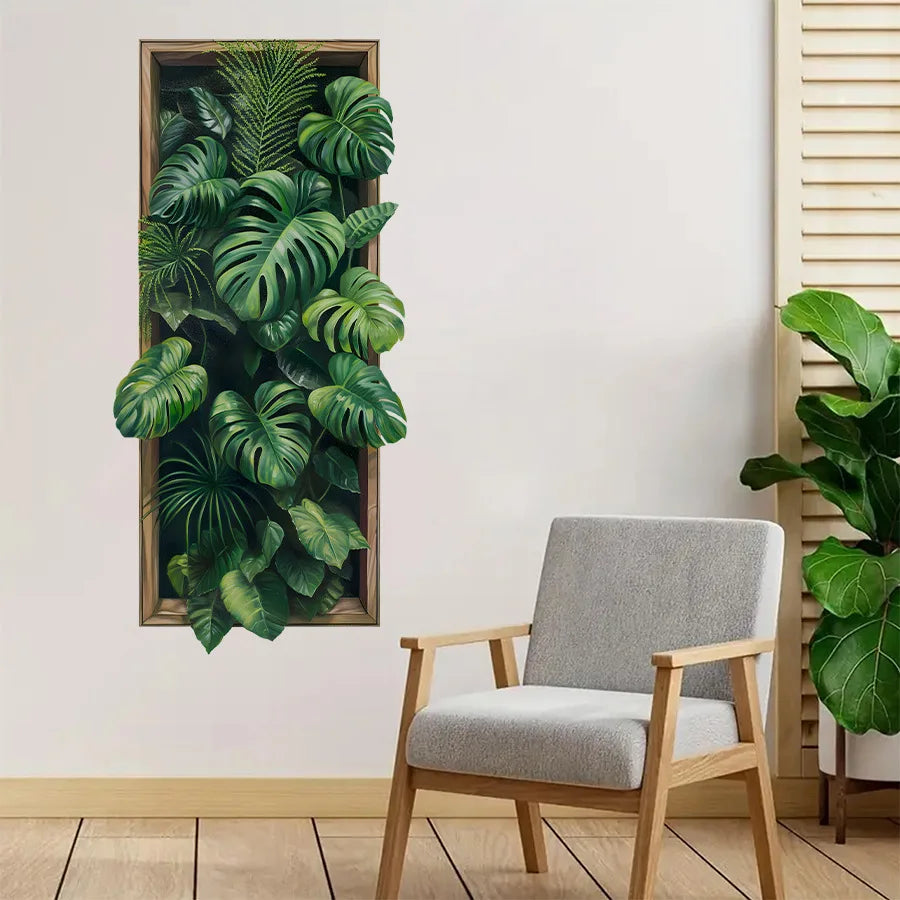 Close-up view of Green Plant Wall Sticker | Home Decor by HomeDecorDecals.