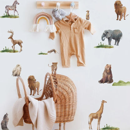 Close-up view of Nordic Cartoon Animals Wall Decal | Kids Room Decor by HomeDecorDecals.
