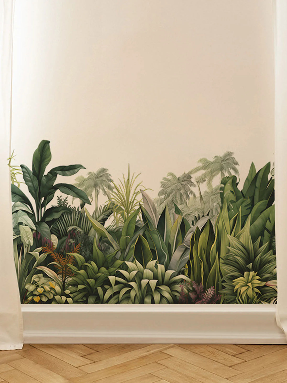 Close-up view of Tropical Green Plants Wall Decal | Room Decor by HomeDecorDecals.