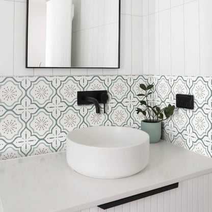 Close-up view of Vinyl Waterproof Tile Decal | Home Decor by HomeDecorDecals.