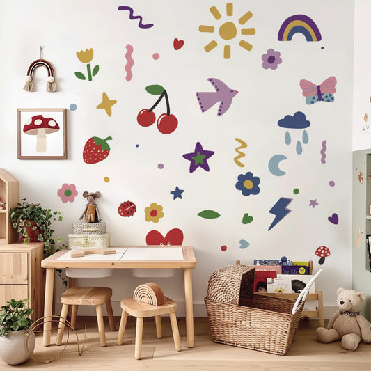 Colourful Kids Fun Doodle Wall Decal | Room Decor design details by HomeDecorDecals.