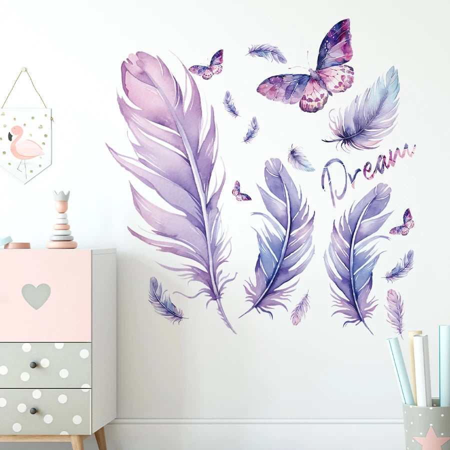 Close-up view of Dream Pursuer Purple Butterfly Wall Decal | Home Decor by HomeDecorDecals.